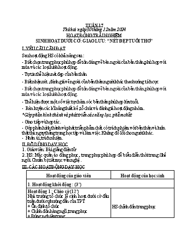 Kế hoạch bài dạy Lớp 1 - Tuần 17 Năm học 2024-2025 (Lê Thị Thu Hoài)