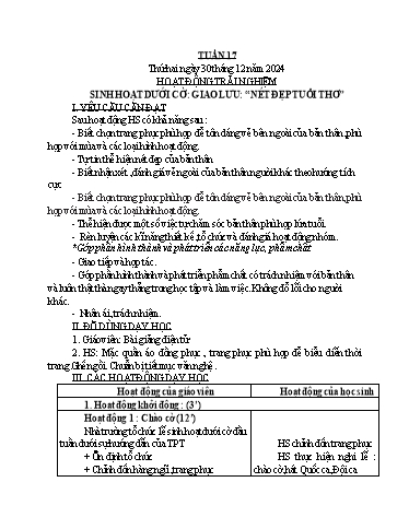 Kế hoạch bài dạy Lớp 1 - Tuần 17 Năm học 2024-2025 (Nguyễn Thị Bình)