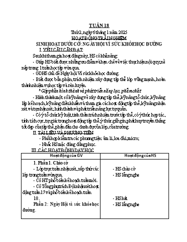 Kế hoạch bài dạy Lớp 1 - Tuần 18 Năm học 2024-2025 (Nguyễn Thị Bình)