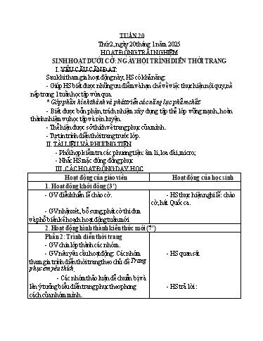 Kế hoạch bài dạy Lớp 1 - Tuần 20 Năm học 2024-2025 (Lê Thị Thu Hoài)