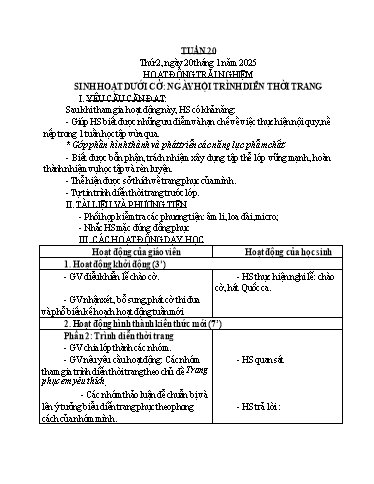 Kế hoạch bài dạy Lớp 1 - Tuần 20 Năm học 2024-2025 (Nguyễn Thị Bình)