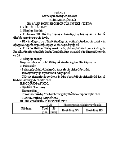 Kế hoạch bài dạy Lớp 1 - Tuần 21 Năm học 2024-2025 (Lê Thị Thu Hoài)