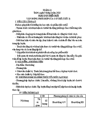 Kế hoạch bài dạy Lớp 1 - Tuần 21 Năm học 2024-2025 (Nguyễn Thị Bình)