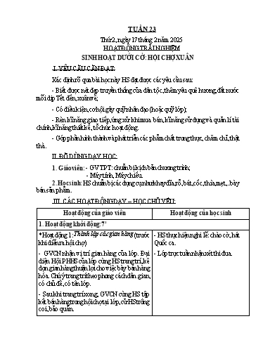 Kế hoạch bài dạy Lớp 1 - Tuần 23 Năm học 2024-2025 (Nguyễn Thị Bình)
