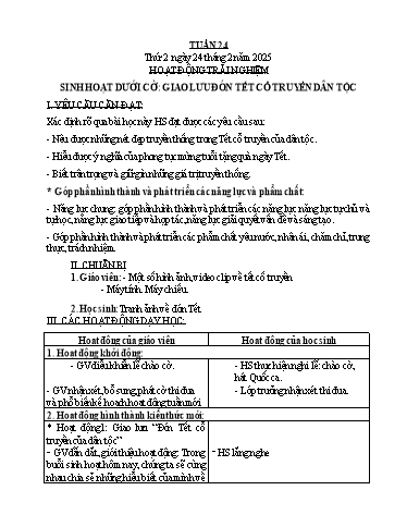 Kế hoạch bài dạy Lớp 1 - Tuần 24 Năm học 2024-2025 (Lê Thị Thu Hoài)