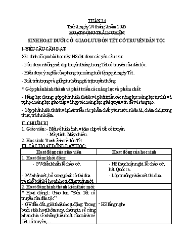 Kế hoạch bài dạy Lớp 1 - Tuần 24 Năm học 2024-2025 (Nguyễn Thị Bình)