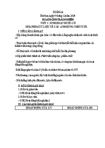 Kế hoạch bài dạy Lớp 2 - Tuần 14 Năm học 2024-2025 (Trần Thị Vân Anh)