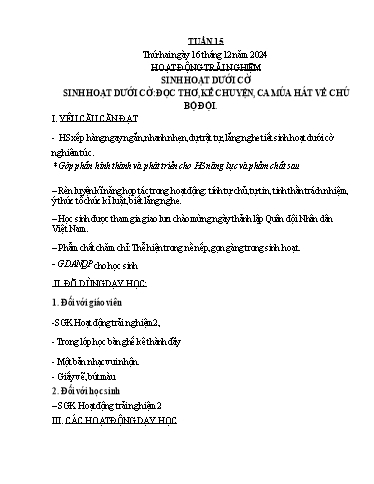 Kế hoạch bài dạy Lớp 2 - Tuần 15 Năm học 2024-2025 (Nguyễn Thị Thủy)
