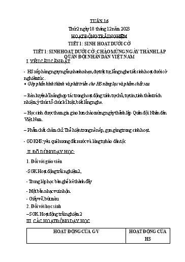 Kế hoạch bài dạy Lớp 2 - Tuần 16 Năm học 2023-2024 (Nguyễn Thị Thủy)