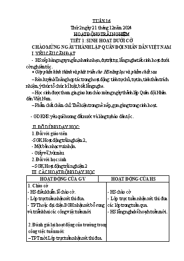 Kế hoạch bài dạy Lớp 2 - Tuần 16 Năm học 2024-2025 (Trần Thị Vân Anh)