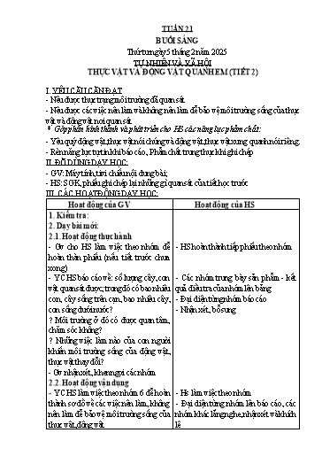 Kế hoạch bài dạy Lớp 2 - Tuần 21 Năm học 2024-2025 (Nguyễn Thị Thủy)