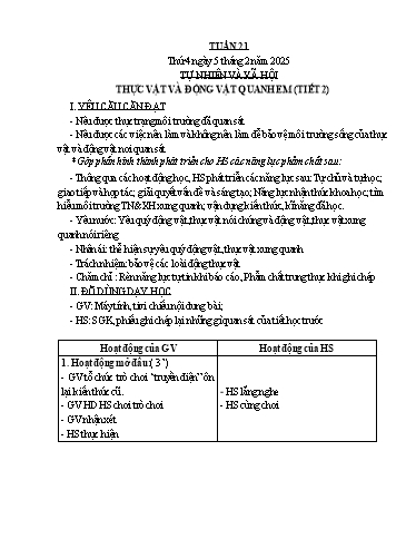 Kế hoạch bài dạy Lớp 2 - Tuần 21 Năm học 2024-2025 (Trần Thị Vân Anh)