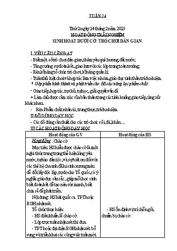 Kế hoạch bài dạy Lớp 2 - Tuần 24 Năm học 2024-2025 (Trần Thị Vân Anh)