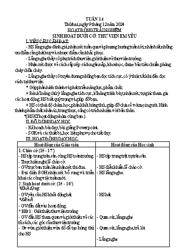 Kế hoạch bài dạy Lớp 3 - Tuần 14 Năm học 2024-2025 (Hồ Thị Thảo)