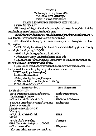Kế hoạch bài dạy Lớp 3 - Tuần 15 Năm học 2024-2025 (Hồ Thị Thảo)
