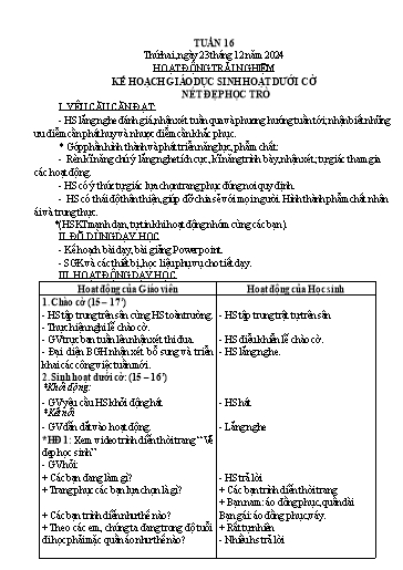 Kế hoạch bài dạy Lớp 3 - Tuần 16 Năm học 2024-2025 (Hồ Thị Thảo)