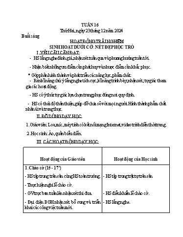 Kế hoạch bài dạy Lớp 3 - Tuần 16 Năm học 2024-2025 (Vi Thị Thính)