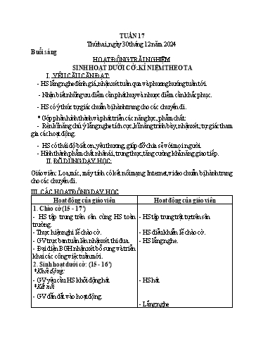 Kế hoạch bài dạy Lớp 3 - Tuần 17 Năm học 2024-2025 (Vi Thị Thính)