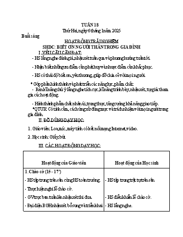Kế hoạch bài dạy Lớp 3 - Tuần 18 Năm học 2024-2025 (Vi Thị Thính)