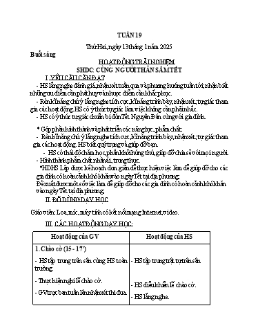 Kế hoạch bài dạy Lớp 3 - Tuần 19 Năm học 2024-2025 (Vi Thị Thính)