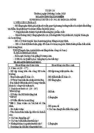 Kế hoạch bài dạy Lớp 3 - Tuần 20 Năm học 2024-2025 (Hồ Thị Thảo)