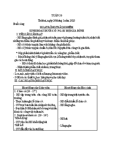 Kế hoạch bài dạy Lớp 3 - Tuần 20 Năm học 2024-2025 (Vi Thị Thính)