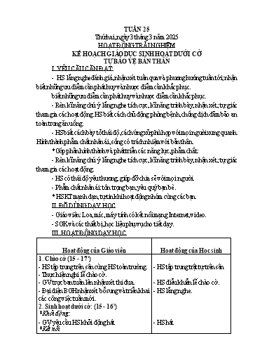 Kế hoạch bài dạy Lớp 3 - Tuần 25 Năm học 2024-2025 (Hồ Thị Thảo)