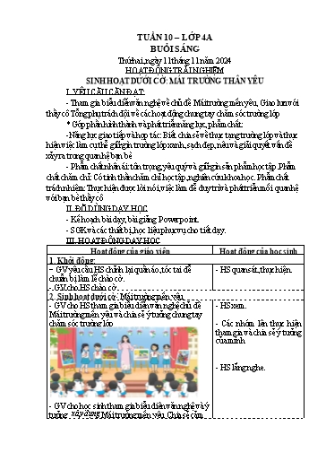 Kế hoạch bài dạy Lớp 4 - Tuần 10 Năm học 2024-2025 (Trần Liệu Hoa)