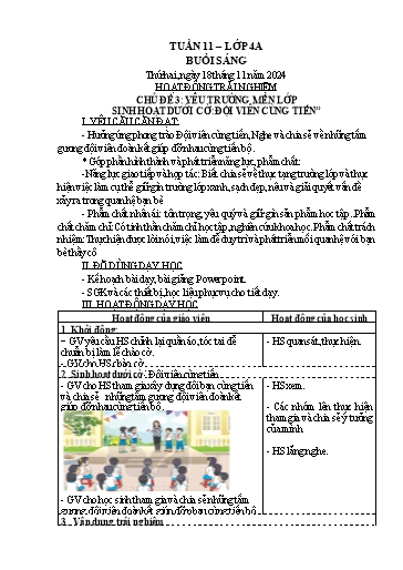 Kế hoạch bài dạy Lớp 4 - Tuần 11 Năm học 2024-2025 (Trần Liệu Hoa)