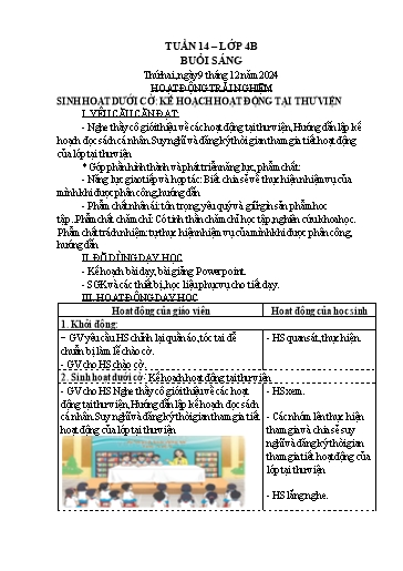 Kế hoạch bài dạy Lớp 4 - Tuần 14 Năm học 2024-2025 (Lữ Thị Yến)