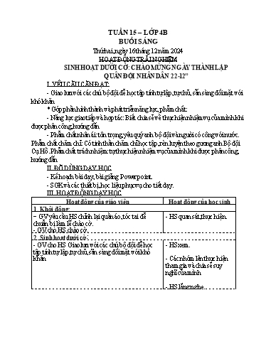 Kế hoạch bài dạy Lớp 4 - Tuần 15 Năm học 2024-2025 (Lữ Thị Yến)