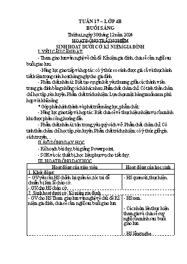 Kế hoạch bài dạy Lớp 4 - Tuần 17 Năm học 2024-2025 (Lữ Thị Yến)