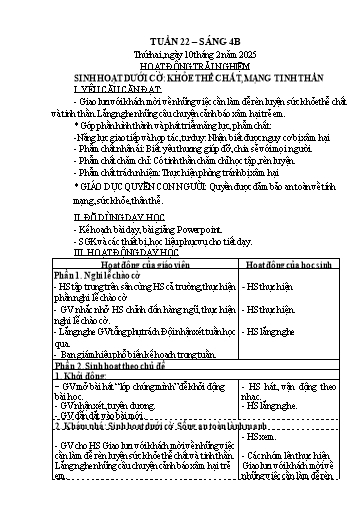 Kế hoạch bài dạy Lớp 4 - Tuần 22 Năm học 2024-2025 (Lữ Thị Yến)