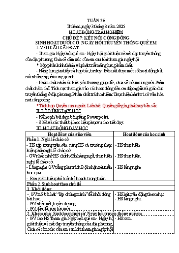 Kế hoạch bài dạy Lớp 4 - Tuần 25 Năm học 2024-2025 (Lữ Thị Yến)