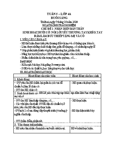 Kế hoạch bài dạy Lớp 4 - Tuần 5 Năm học 2024-2025 (Trần Liệu Hoa)