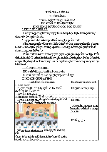 Kế hoạch bài dạy Lớp 4 - Tuần 9 Năm học 2024-2025 (Trần Liệu Hoa)