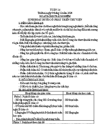 Kế hoạch bài dạy Lớp 5 - Tuần 14 Năm học 2024-2025 (Trần Thị Xan)
