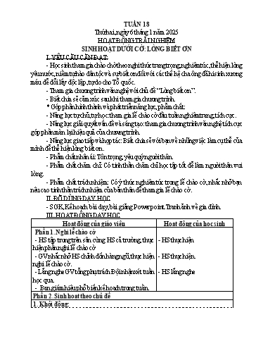 Kế hoạch bài dạy Lớp 5 - Tuần 18 Năm học 2024-2025 (Trần Thị Xan)