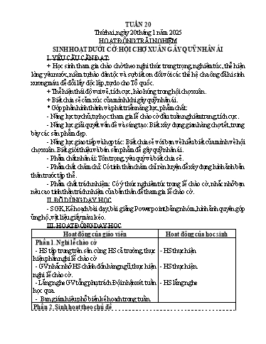 Kế hoạch bài dạy Lớp 5 - Tuần 20 Năm học 2024-2025 (Trần Thị Xan)
