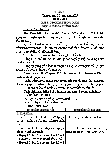 Kế hoạch bài dạy Lớp 5 - Tuần 21 Năm học 2024-2025 (Nguyễn Hồng Năng)