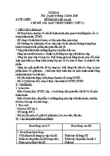 Kế hoạch bài dạy Mĩ Thuật Tiểu Học (1-5) - Tuần 15 Năm học 2024-2025 (Nguyễn Thị Vinh)