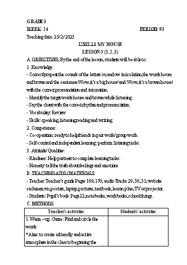 Kế hoạch bài dạy Tiếng Anh 3+4+5 - Tuần 24 Năm học 2024-2025 (Phan Thị Hồng Thắm)
