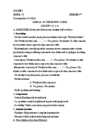 Kế hoạch bài dạy Tiếng Anh 3+4+5 - Tuần 25 Năm học 2024-2025 (Phan Thị Hồng Thắm)