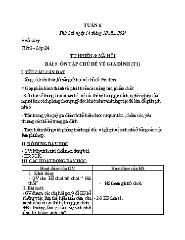 Kế hoạch bài dạy TNXH 1+2+3, GDTC 4+5, Đạo Đức 5 - Tuần 6 Năm học 2024-2025 (Lô Thị Sao Mai)