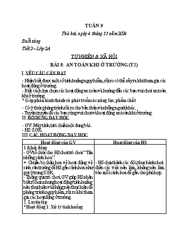 Kế hoạch bài dạy TNXH 1+2+3, GDTC 4+5, Đạo Đức 5 - Tuần 9 Năm học 2024-2025 (Lô Thị Sao Mai)